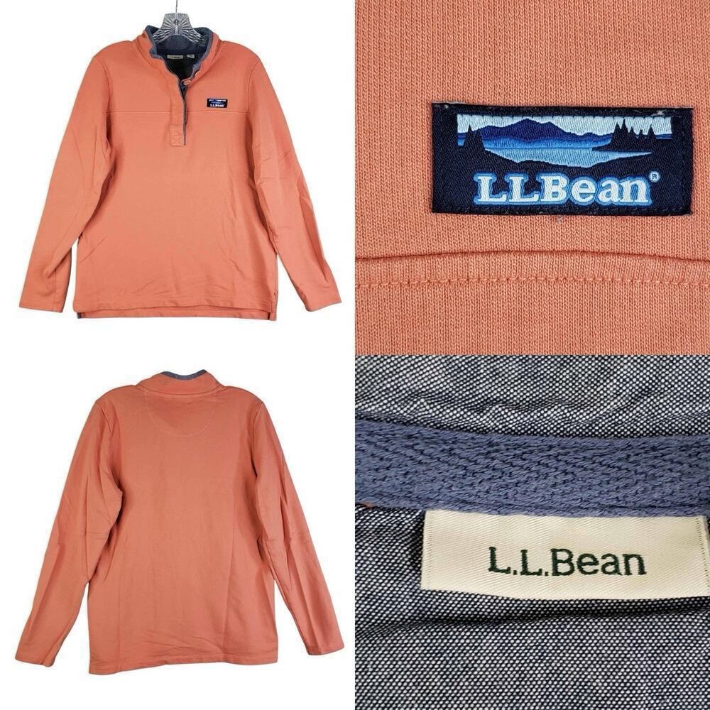 LL Bean Jacket Women’s Size Small S Sweatshirt Quarter Snap Pullover Orange